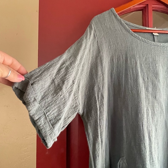 Khaki colored 100% cotton short sleeve loose fitting dress/coverup. Never worn - Picture 4 of 8